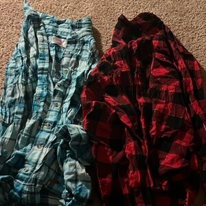 Two plaid shirts in kids sizes